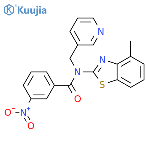 N-(4-methyl-1,3-benzothiazol-2-yl)-3-nitro-N-(pyridin-3-yl)methylbenzamide structure