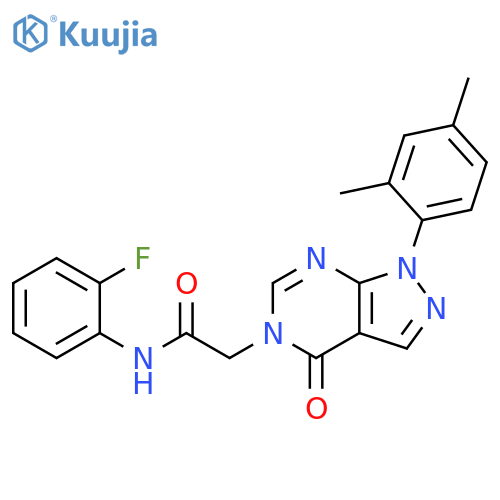 2-1-(2,4-dimethylphenyl)-4-oxo-1H,4H,5H-pyrazolo3,4-dpyrimidin-5-yl-N-(2-fluorophenyl)acetamide structure
