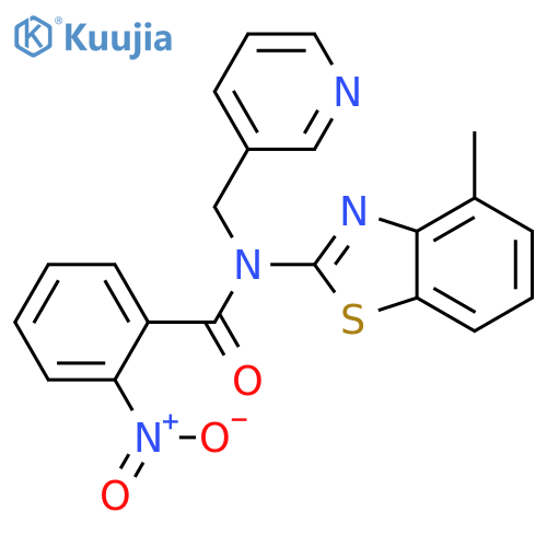 N-(4-methyl-1,3-benzothiazol-2-yl)-2-nitro-N-(pyridin-3-yl)methylbenzamide structure