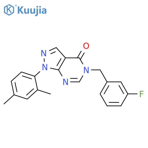 1-(2,4-dimethylphenyl)-5-(3-fluorophenyl)methyl-1H,4H,5H-pyrazolo3,4-dpyrimidin-4-one structure