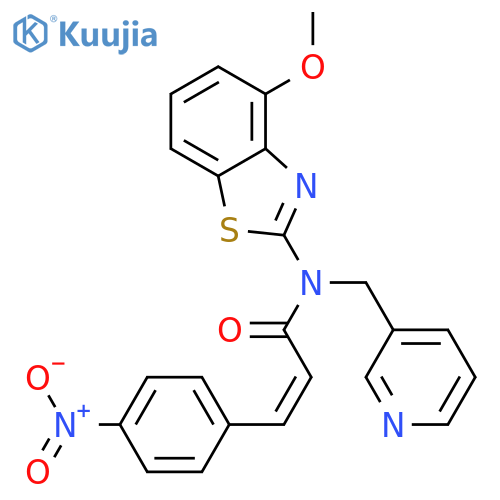 (2Z)-N-(4-methoxy-1,3-benzothiazol-2-yl)-3-(4-nitrophenyl)-N-(pyridin-3-yl)methylprop-2-enamide structure