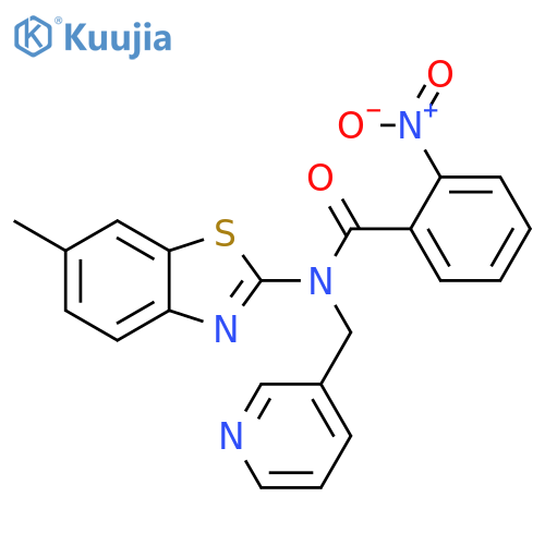 N-(6-methyl-1,3-benzothiazol-2-yl)-2-nitro-N-(pyridin-3-yl)methylbenzamide structure
