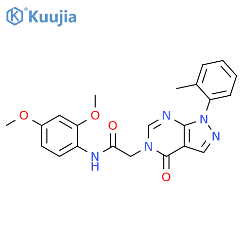 N-(2,4-dimethoxyphenyl)-2-1-(2-methylphenyl)-4-oxo-1H,4H,5H-pyrazolo3,4-dpyrimidin-5-ylacetamide structure