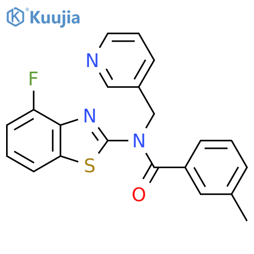 N-(4-fluoro-1,3-benzothiazol-2-yl)-3-methyl-N-(pyridin-3-yl)methylbenzamide structure