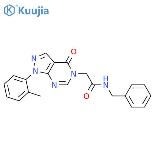 N-benzyl-2-1-(2-methylphenyl)-4-oxo-1H,4H,5H-pyrazolo3,4-dpyrimidin-5-ylacetamide structure