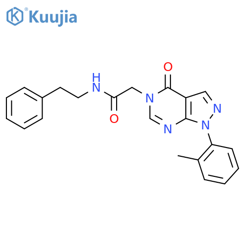 2-1-(2-methylphenyl)-4-oxo-1H,4H,5H-pyrazolo3,4-dpyrimidin-5-yl-N-(2-phenylethyl)acetamide structure