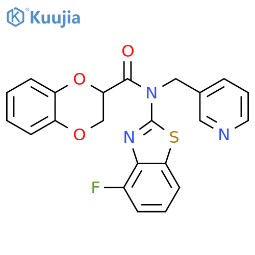 N-(4-fluoro-1,3-benzothiazol-2-yl)-N-(pyridin-3-yl)methyl-2,3-dihydro-1,4-benzodioxine-2-carboxamide structure