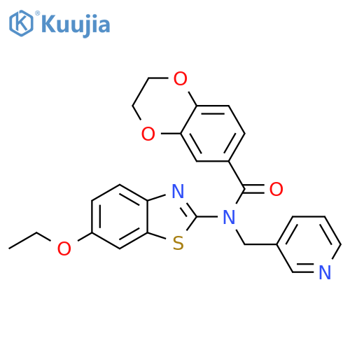 N-(6-ethoxy-1,3-benzothiazol-2-yl)-N-(pyridin-3-yl)methyl-2,3-dihydro-1,4-benzodioxine-6-carboxamide structure