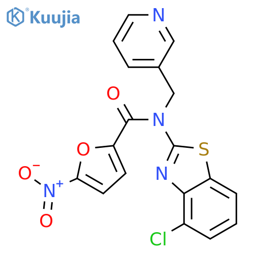 N-(4-chloro-1,3-benzothiazol-2-yl)-5-nitro-N-(pyridin-3-yl)methylfuran-2-carboxamide structure