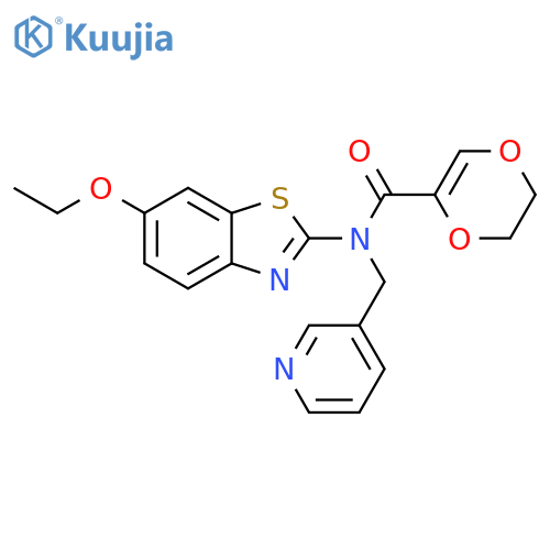 N-(6-ethoxy-1,3-benzothiazol-2-yl)-N-(pyridin-3-yl)methyl-5,6-dihydro-1,4-dioxine-2-carboxamide structure