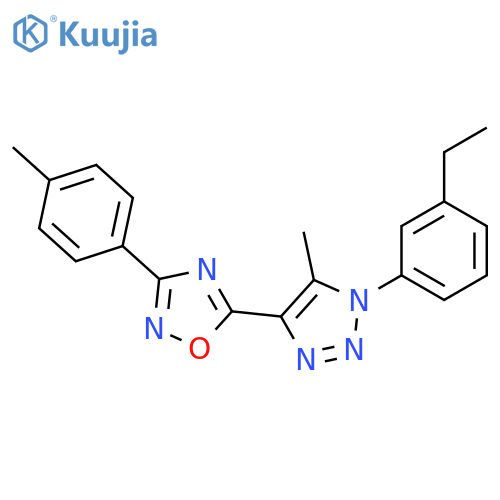 5-1-(3-ethylphenyl)-5-methyl-1H-1,2,3-triazol-4-yl-3-(4-methylphenyl)-1,2,4-oxadiazole structure