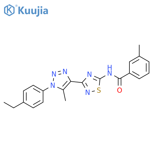 N-{3-1-(4-ethylphenyl)-5-methyl-1H-1,2,3-triazol-4-yl-1,2,4-thiadiazol-5-yl}-3-methylbenzamide structure