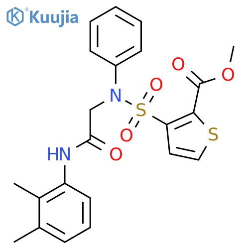 methyl 3-({(2,3-dimethylphenyl)carbamoylmethyl}(phenyl)sulfamoyl)thiophene-2-carboxylate structure