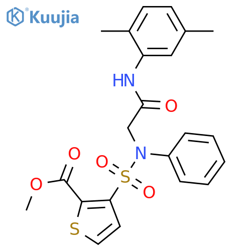 methyl 3-({(2,5-dimethylphenyl)carbamoylmethyl}(phenyl)sulfamoyl)thiophene-2-carboxylate structure