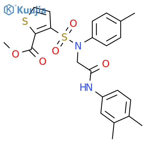 methyl 3-({(3,4-dimethylphenyl)carbamoylmethyl}(4-methylphenyl)sulfamoyl)thiophene-2-carboxylate structure