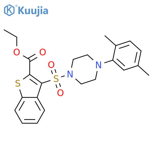 ethyl 3-{4-(2,5-dimethylphenyl)piperazin-1-ylsulfonyl}-1-benzothiophene-2-carboxylate structure