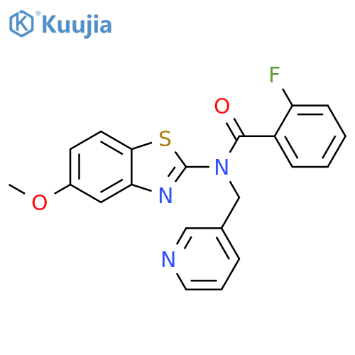 2-fluoro-N-(5-methoxy-1,3-benzothiazol-2-yl)-N-(pyridin-3-yl)methylbenzamide structure