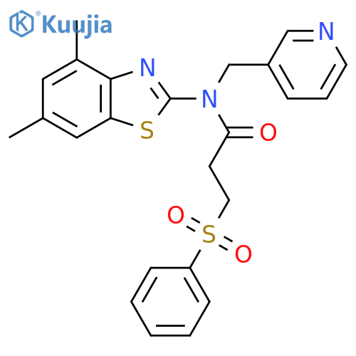 3-(benzenesulfonyl)-N-(4,6-dimethyl-1,3-benzothiazol-2-yl)-N-(pyridin-3-yl)methylpropanamide structure