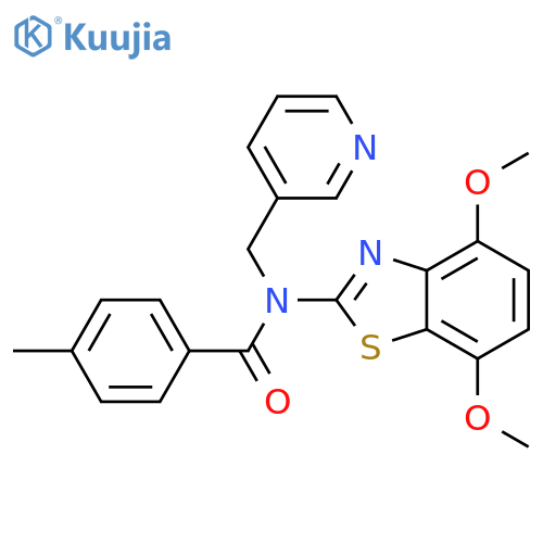 N-(4,7-dimethoxy-1,3-benzothiazol-2-yl)-4-methyl-N-(pyridin-3-yl)methylbenzamide structure