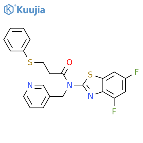 N-(4,6-difluoro-1,3-benzothiazol-2-yl)-3-(phenylsulfanyl)-N-(pyridin-3-yl)methylpropanamide structure