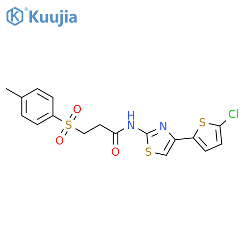 N-4-(5-chlorothiophen-2-yl)-1,3-thiazol-2-yl-3-(4-methylbenzenesulfonyl)propanamide structure