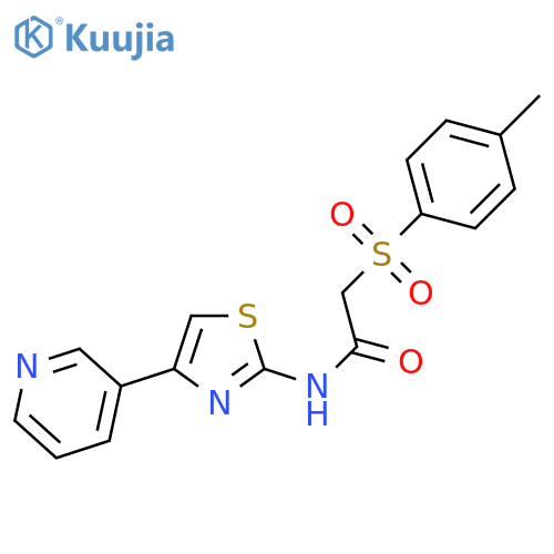 2-(4-methylbenzenesulfonyl)-N-4-(pyridin-3-yl)-1,3-thiazol-2-ylacetamide structure