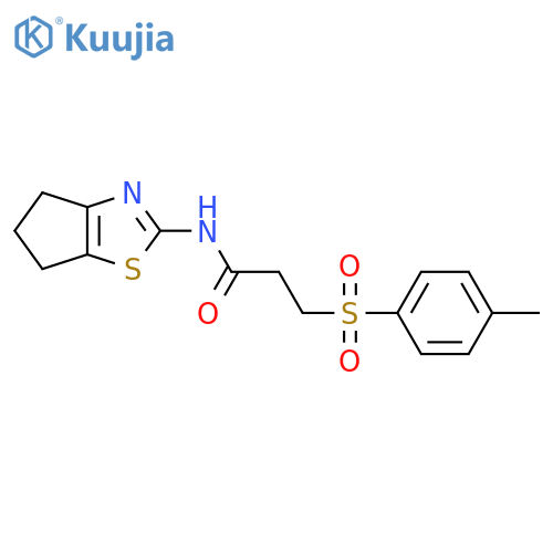 N-{4H,5H,6H-cyclopentad1,3thiazol-2-yl}-3-(4-methylbenzenesulfonyl)propanamide structure