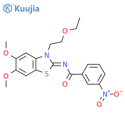 N-(2Z)-3-(2-ethoxyethyl)-5,6-dimethoxy-2,3-dihydro-1,3-benzothiazol-2-ylidene-3-nitrobenzamide structure