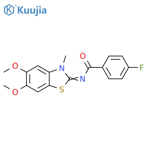 N-(2Z)-5,6-dimethoxy-3-methyl-2,3-dihydro-1,3-benzothiazol-2-ylidene-4-fluorobenzamide structure