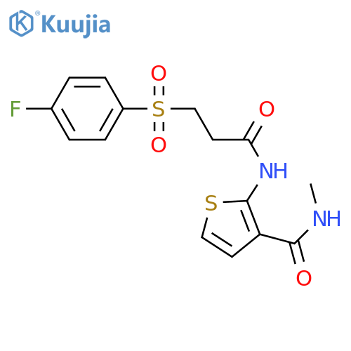 2-3-(4-fluorobenzenesulfonyl)propanamido-N-methylthiophene-3-carboxamide structure