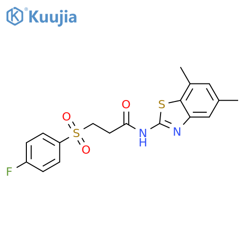 N-(5,7-dimethyl-1,3-benzothiazol-2-yl)-3-(4-fluorobenzenesulfonyl)propanamide structure