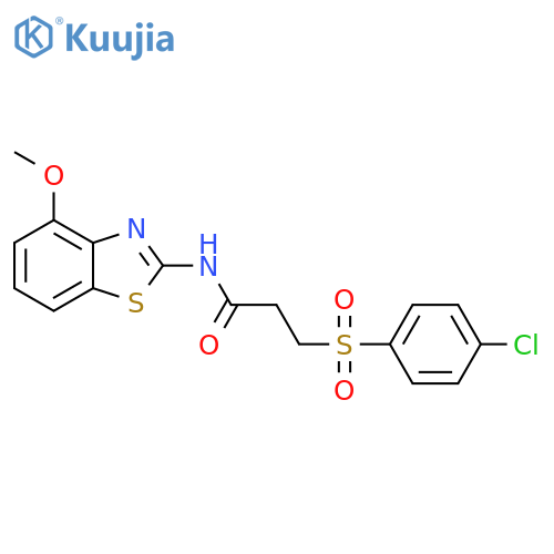 3-(4-chlorobenzenesulfonyl)-N-(4-methoxy-1,3-benzothiazol-2-yl)propanamide structure