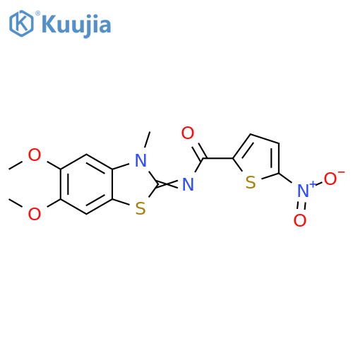 N-(2Z)-5,6-dimethoxy-3-methyl-2,3-dihydro-1,3-benzothiazol-2-ylidene-5-nitrothiophene-2-carboxamide structure