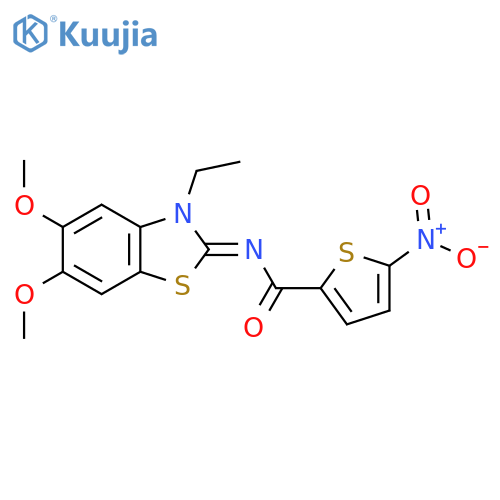 N-(2Z)-3-ethyl-5,6-dimethoxy-2,3-dihydro-1,3-benzothiazol-2-ylidene-5-nitrothiophene-2-carboxamide structure