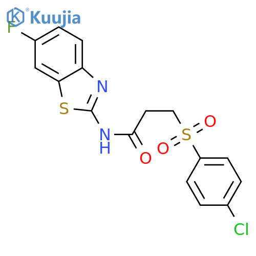 3-(4-chlorobenzenesulfonyl)-N-(6-fluoro-1,3-benzothiazol-2-yl)propanamide structure