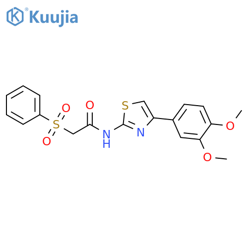 2-(benzenesulfonyl)-N-4-(3,4-dimethoxyphenyl)-1,3-thiazol-2-ylacetamide structure