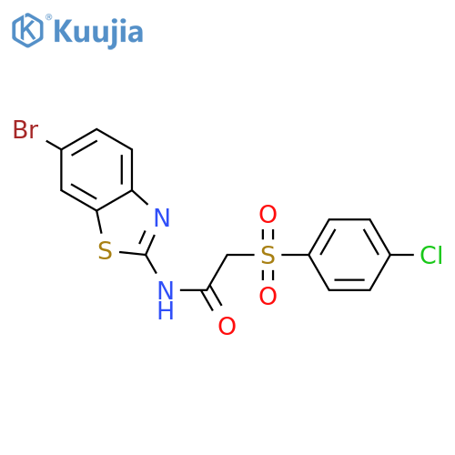 N-(6-bromo-1,3-benzothiazol-2-yl)-2-(4-chlorobenzenesulfonyl)acetamide structure