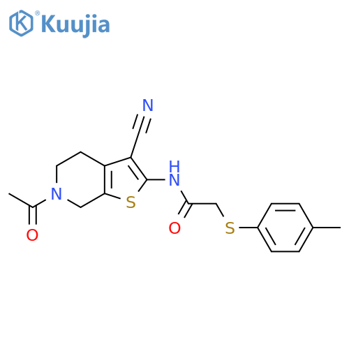 N-{6-acetyl-3-cyano-4H,5H,6H,7H-thieno2,3-cpyridin-2-yl}-2-(4-methylphenyl)sulfanylacetamide structure