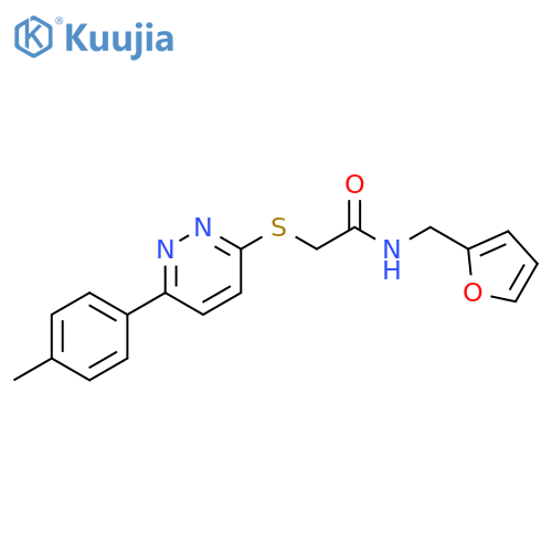 N-(furan-2-yl)methyl-2-{6-(4-methylphenyl)pyridazin-3-ylsulfanyl}acetamide structure