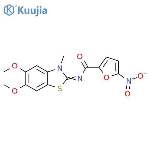 N-(2Z)-5,6-dimethoxy-3-methyl-2,3-dihydro-1,3-benzothiazol-2-ylidene-5-nitrofuran-2-carboxamide structure