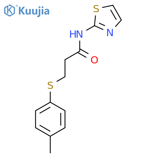 3-(4-methylphenyl)sulfanyl-N-(1,3-thiazol-2-yl)propanamide structure