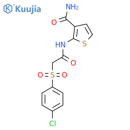 2-2-(4-chlorobenzenesulfonyl)acetamidothiophene-3-carboxamide structure