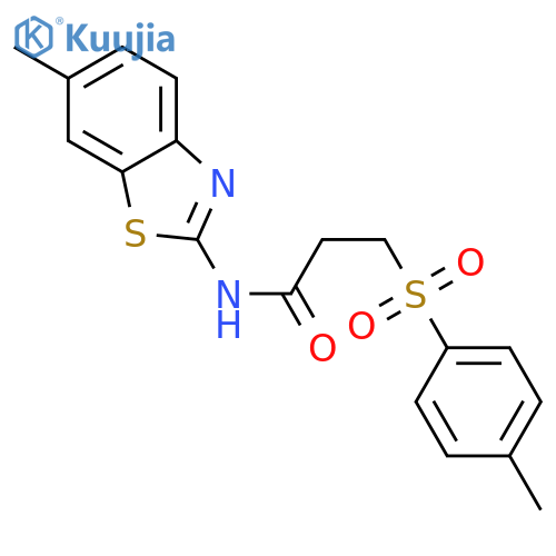 N-(6-methyl-1,3-benzothiazol-2-yl)-3-(4-methylbenzenesulfonyl)propanamide structure