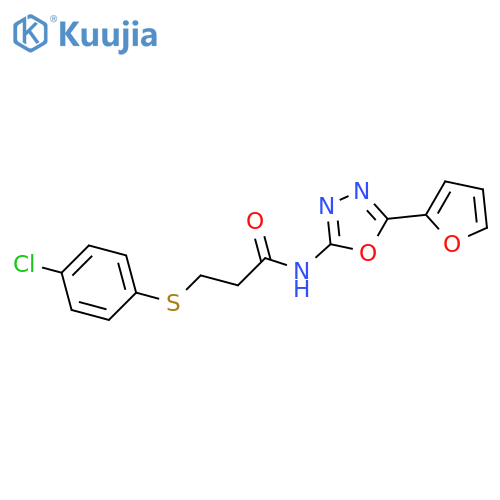 3-(4-chlorophenyl)sulfanyl-N-5-(furan-2-yl)-1,3,4-oxadiazol-2-ylpropanamide structure