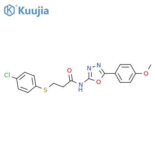3-(4-chlorophenyl)sulfanyl-N-5-(4-methoxyphenyl)-1,3,4-oxadiazol-2-ylpropanamide structure