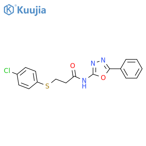 3-(4-chlorophenyl)sulfanyl-N-(5-phenyl-1,3,4-oxadiazol-2-yl)propanamide structure