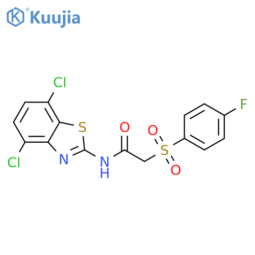 N-(4,7-dichloro-1,3-benzothiazol-2-yl)-2-(4-fluorobenzenesulfonyl)acetamide structure