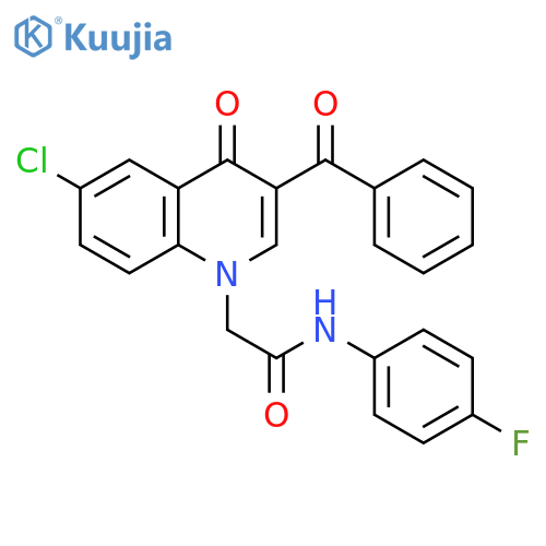 2-(3-benzoyl-6-chloro-4-oxo-1,4-dihydroquinolin-1-yl)-N-(4-fluorophenyl)acetamide structure