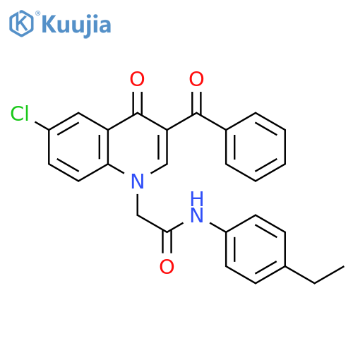 2-(3-benzoyl-6-chloro-4-oxo-1,4-dihydroquinolin-1-yl)-N-(4-ethylphenyl)acetamide structure