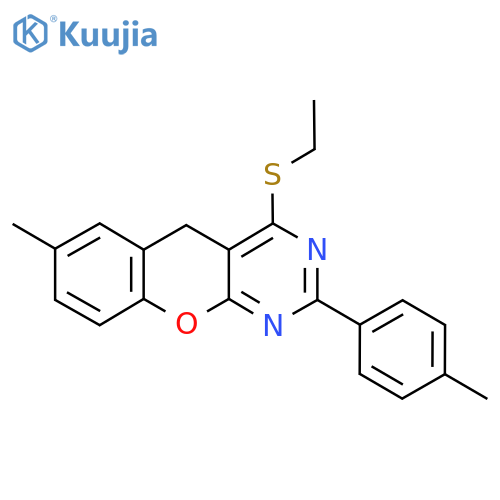 4-(ethylsulfanyl)-7-methyl-2-(4-methylphenyl)-5H-chromeno2,3-dpyrimidine structure